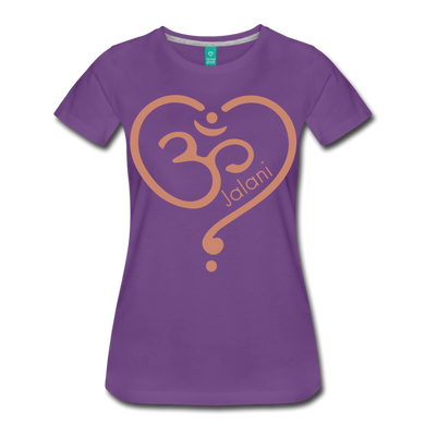 Women’s Om Heart Premium Glitter Tee - purple