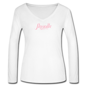 Women’s Jlasalle Long Sleeve V-Neck Flowy Tee - white