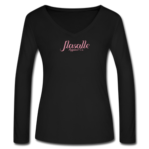 Women’s Jlasalle Long Sleeve V-Neck Flowy Tee - black